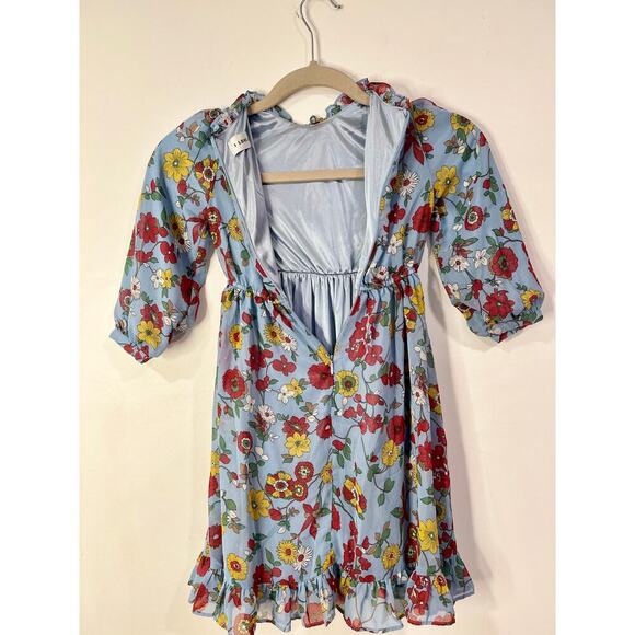 Girls Boho Cottagecore High neck Long Sleeve Midi Spring Dress 6/7 - Picture 4 of 8